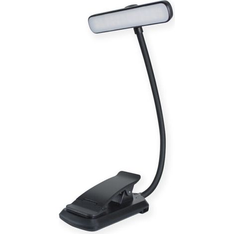 Lámpara de lectura con clip, luz LED para libros, brillo ajustable de forma continua, 3 modos de temperatura de color, recargable por USB-C, brazo flexible de 360°, Nior-Crezuo