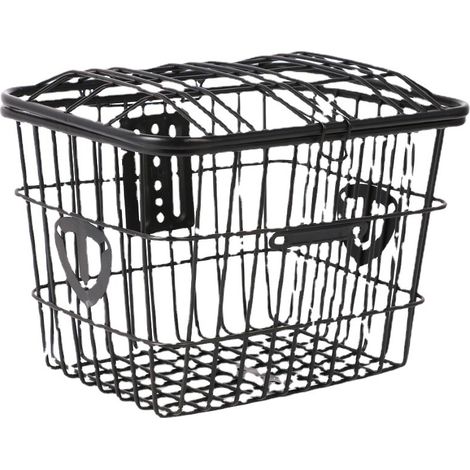 Panier vélo électrique en métal, grand coffre arrière pour vélo avec couvercle, rangement spacieux pour sacs, courses et légumes (1/5)