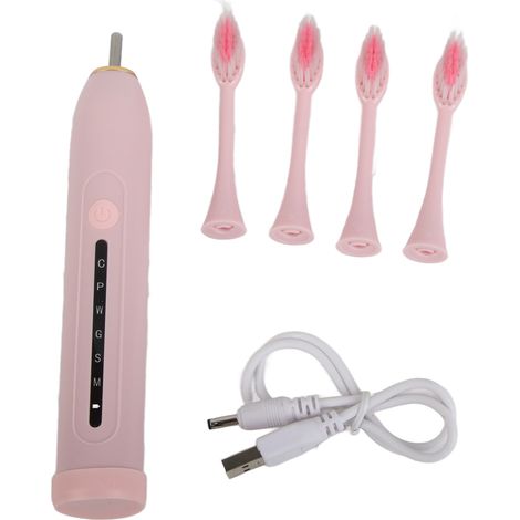 Brosse à dents électrique rechargeable adulte, nettoyage puissant portable rose (1/5)