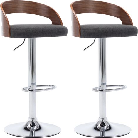 Sgabelli da Bar 2 pz Grigio Scuro in Tessuto e Legno Curvo vidaXL
