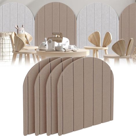 3D Wall Panels, Set of 4 32 x 43 cm, Decorative Wall Panels Felt Stickers, Anti-Collision Wall Protection, Wall Cushions for Bedroom, Children's Room (Camel) (1/5)