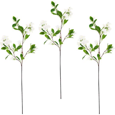 【Osmanto artificial】Ramas decorativas, 3 piezas con hojas blancas – Conjunto de decoración suave para jardín, flores artificiales en una bolsa OPP (1/5)