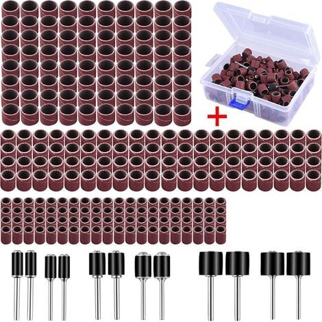 Lot de 252 manchons abrasifs avec boîte gratuite comprenant 240 bandes de ponçage et 12 rouleaux abrasifs pour outil rotatif Dremel (1/5)