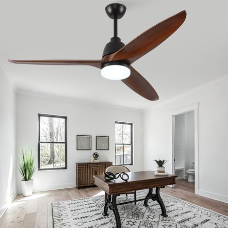 Ventilatore da soffitto da 52 pollici con LED dimmerabile a 3 temperature di colore, telecomando a 6 velocità, motore DC reversibile, finitura noce nero. (1/5)