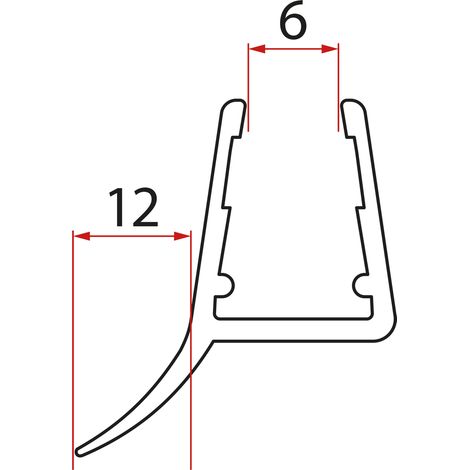 Joint inférieur pour porte, verre 6mm, 1000mm (1/3)