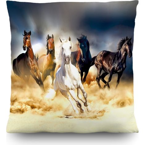 Coussin chevaux qui courent - 45 cm x 45 cm (1/5)