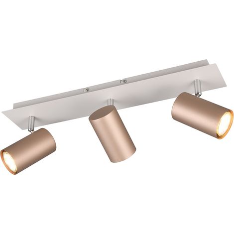 Spot plafonnier moderne 3xGU10 VANTOS Trio café/gris en métal, tubes cylindriques réglables (1/4)