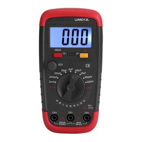 Professionnel Capacimetre, Testeur de numérique condensateur 0,1 pF - 20000uF avec capacimètre avec rétroéclairage LCD et veste de protection Max 1999 (1/5)