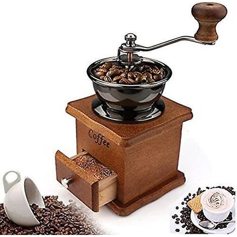 Kaffeemühle: Manuelle Kaffeemühle mit einstellbarem Mahlgrad und konischem Keramikmahlwerk, Handmühle für Zuhause und unterwegs