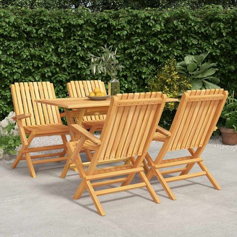 vidaXL Juego de comedor para jardín 5 piezas madera maciza de teca (1/5)