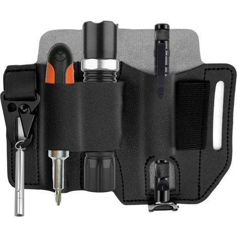 Leather Sheath for Multifunction Tool Belt Tool Pouch for Flashlight, Pen and Key Chain, Leather Pocket Organizer (1/5)