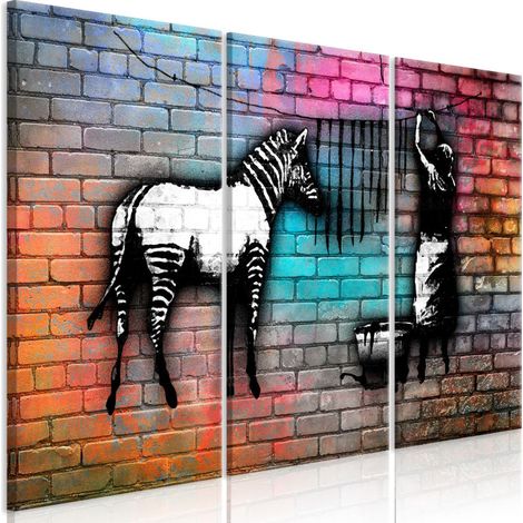 Tableau Imprimé "Washing Zebra Colourful Brick Wide II" 60 x 90 cm (1/2)
