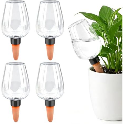 Lot 4 BOULES d'Arrosage 350 ml, Plantes Intérieur Balcon, Automatique, Pique Eau Plastique, Vacances (1/5)