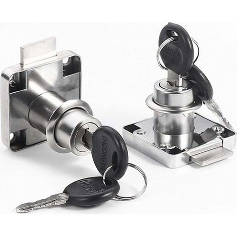 [NEVER USED] Set of 2 cam locks with the same key, security locks for cabinets, drawers, lockers, mailboxes, and household cash.