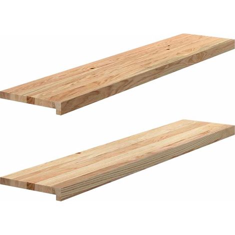 Marches d'escalier 2 pcs non traité bois de chêne massif (1/5)