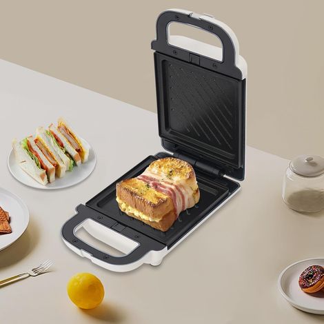 Machine à sandwich électrique pour le petit déjeuner, machine à gaufres chauffée double face haute puissance, cuisine de dortoir de bureau 24 15 9,5 cm (1/5)