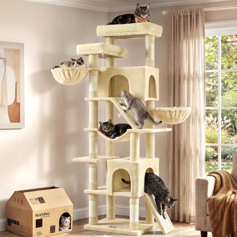 Arbre à Chat XXL, Tour d'Activités en Sisal, 55 x 45 x 206 cm (1/5)
