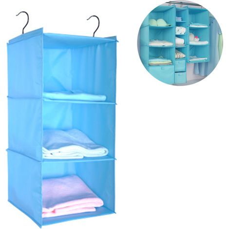 Organisateur de penderie à 3 compartiments, armoire suspendue en tissu avec structure en fer, étagère suspendue pliable, système de rangement pour vêtements