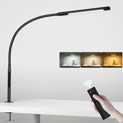 Lampe de Bureau 12W, avec Télécommande, LED Protection des Yeux, Température de Couleur Réglable, Contrôle Tactile, Fonction de Mémoire et de Chronométrage, pour Beau Travail Lecture Plaisir (1/5)