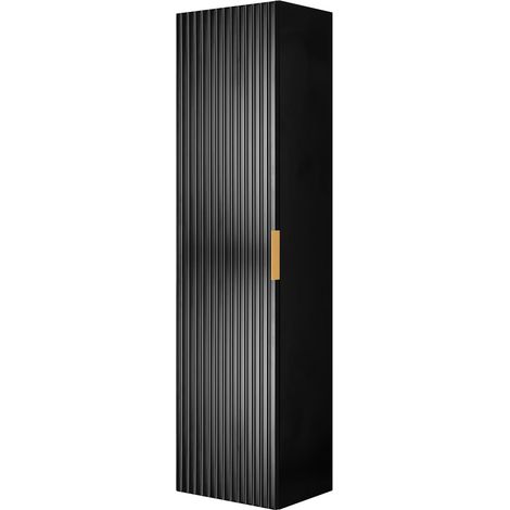 Colonna da bagno, Nero, maniglia oro, 35 x 136 x 27 cm (1/5)