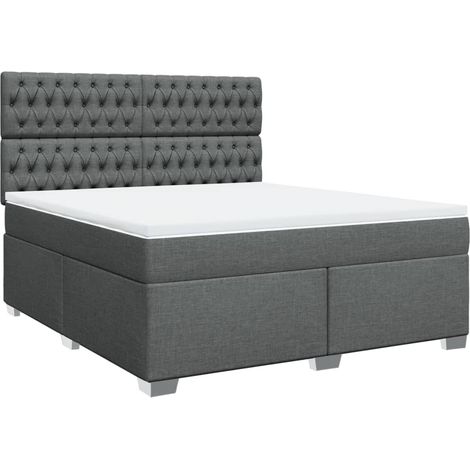 Maison Exclusive - Cama box spring con colchón tela gris oscuro 1 (1/5)