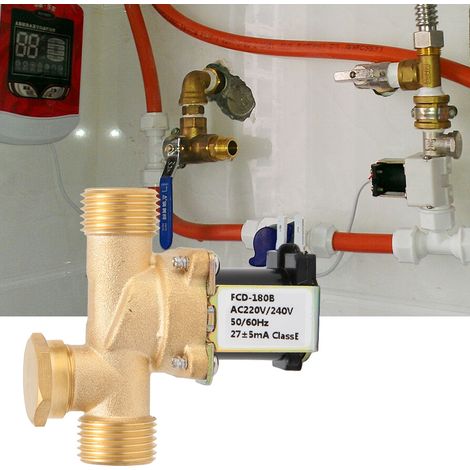 Électrovanne solénoïde en laiton G1/2" normalement fermée, interrupteur d'entrée d'eau (DC220V) (1/5)