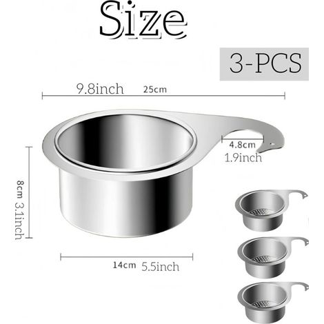 Lot de 3 passoires d'évier de cuisine pour évier - Passoire en acier inoxydable pour évier - Panier filtrant en acier inoxydable pour robinet d'évier (1/3)