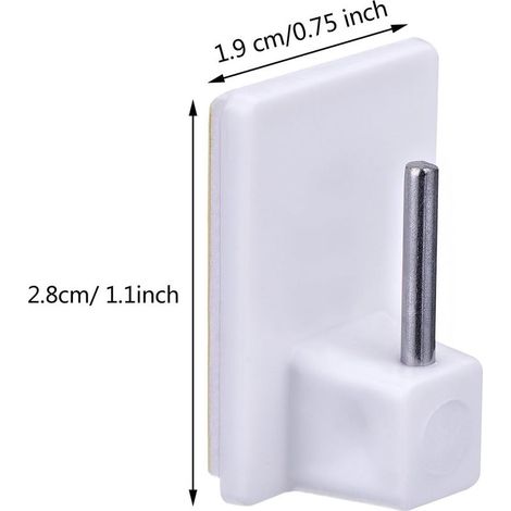 Hotop Edelstahl-Kunststoff-Selbstklebehaken für Gardinenstangen, 20er-Pack, Weiß (1/5)