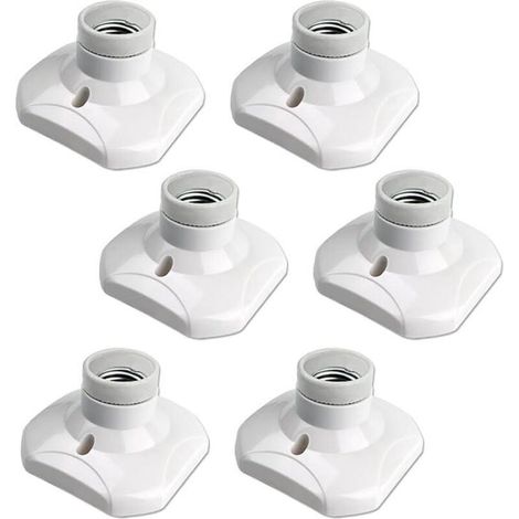 Set di 6 portalampade a vite E27 per soffitto, portalampada E27 per garage, AC 220-240V, portalampada per lampadina LED, base per soffitto, portalampada E27, quindi (1/4)