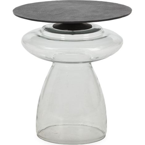 Mesa Auxiliar 47X47X52,5 Metal Bronce Oscuro/Cristal Transparente (1/2)