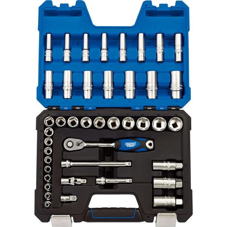 Draper 3/8" Square Drive Metric Socket Set (42 Pieces) – Includes 42 Durable Sockets for Automotive and Mechanical Use (1/5)