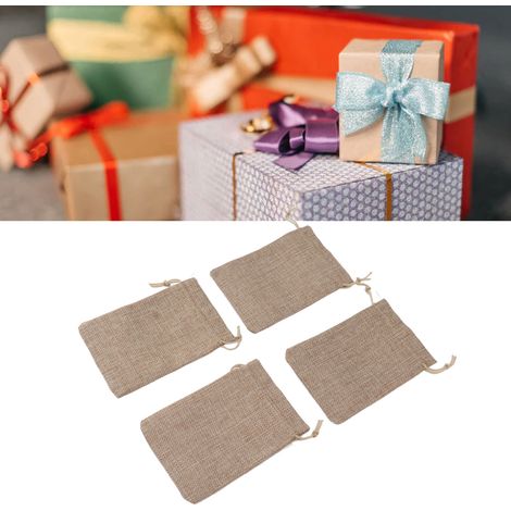 50 sacs en toile de jute à cordon pour bijoux et cadeaux, sacs de rangement en toile de jute, sacs en jute (1/5)