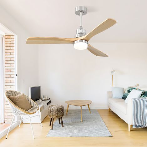 Ventilateur de plafond de 132 cm avec lumière et télécommande, à intensité variable, 3 modes d'éclairage, fonction de minuterie, 6 vitesses de vent (1/5)