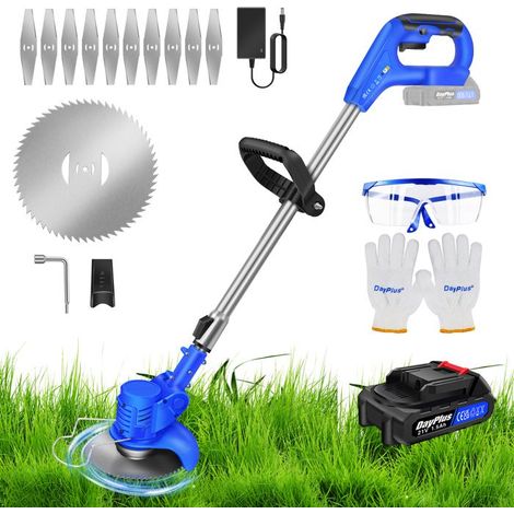 Tagliasiepi senza filo con batteria 21V, 1x 1.5Ah decespugliatore elettrico con 10 lame e 1 caricabatterie, testa regolabile