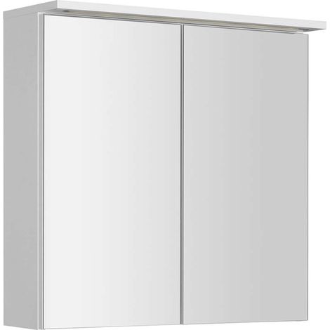 Aqualine KAWA - Armadietto a specchio con illuminazione a LED 70x70x22 cm, 2 ante, bianco WGL70S (1/2)