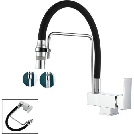Mitigeur de cuisine rabattable – Robinet sous fenêtre avec 2 modes de jets – Acier inoxydable et laiton – Hauteur de pliage 70 mm (1/5)