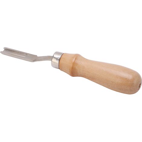 Biseauteuse professionnelle à large embout acier, manche ergonomique en bois pour cuir et sellerie. (1/5)