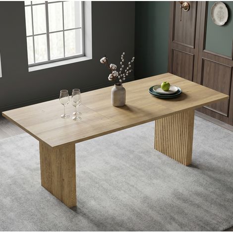 Tavolo da pranzo allungabile 140/200x90 cm in MDF effetto rovere FloraGrace (1/5)