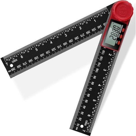 Règle d'angle numérique avec écran LCD, inclinomètre numérique 200 mm/7 pouces, rapporteur, outil de mesure pour le travail du bois, la menuiserie, la construction et le bricolage.