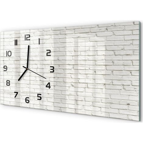 Horloge Murale Originale 60x30 cm Verre Trempé Cadeau Maison Moderne Mur de briques (1/5)