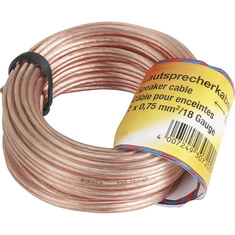 Câble de Haut-Parleur 10m Cordon Fil de Raccordement pour Enceinte Hifi Câble Audio 2x 0,75 mm en cuivre Convient à une Connexion par Serrage ou à Vis avec Bandes Colorées (1/4)