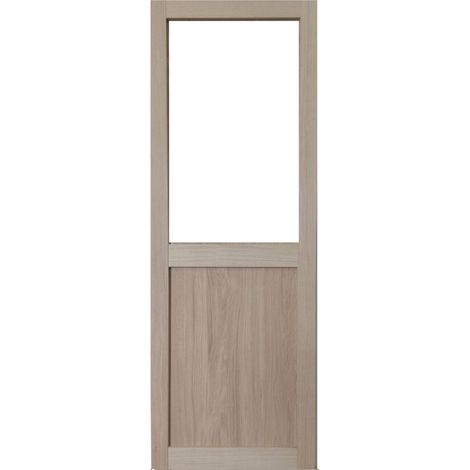 Porte Coulissante Atelier Placage Chêne Vitrée H204 X L73 (1/4)
