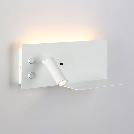 Aplique De Pared Para Lectura Con Puerto USB "Kerta" (derecha) - - Efecto Madera