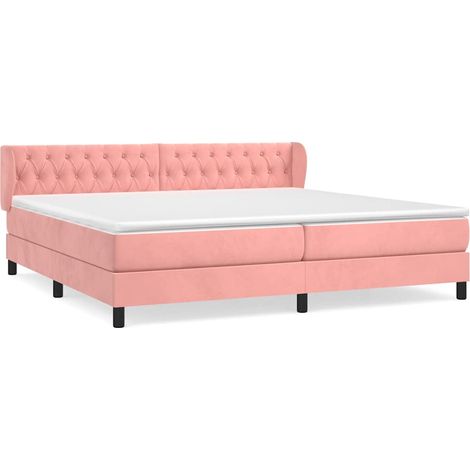 Maison Exclusive - Giroletto a Molle con Materasso Rosa 200x200 cm in Velluto (1/5)