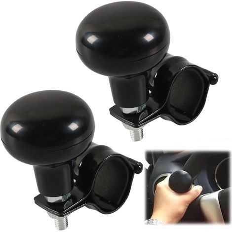 2 Pommeau de volant,accessoire direction,sphère noire,montage universel,voiture camion tracteur (1/5)