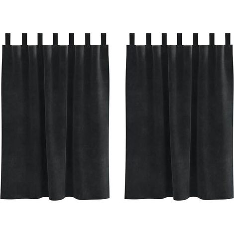 Rideaux occultants, ensemble de 2 pièces, noirs, 140 x 140 cm, matière velours.