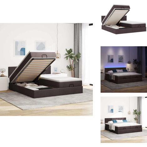 Cadre de lit ottoman avec matelas marron foncé 180x200 cm tissu - Cadre De Lit Ottoman - Cadres De Lit Ottoman - Cadre De Lit - Cadre De Lit Avec Rangement (1/5)