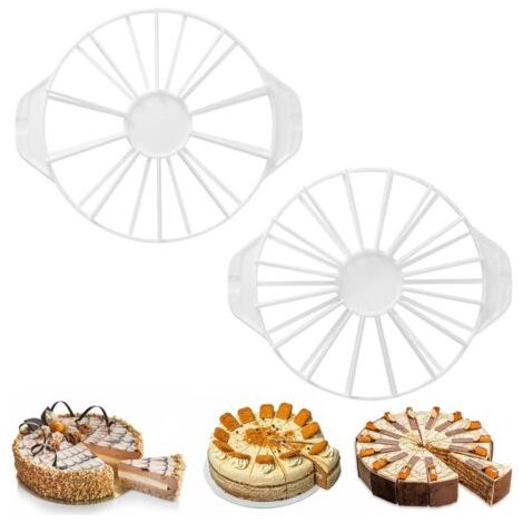 royaluxe-Coupe-gâteau double face - 2 parts - 10/12/14/16 - Outil de découpe - Marqueur de parts rondes - Ustensiles de pâtisserie - Convient pour gâteaux, pains et tartes (blanc) (1/5)