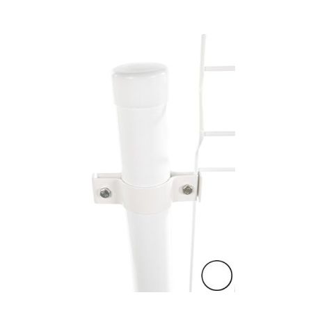 Cloture & Jardin – Colliers doubles de fixation pour poteaux ronds – Fixation universelle pour poteaux de ø 48mm – Lot de 6 – Blanc RAL 9016