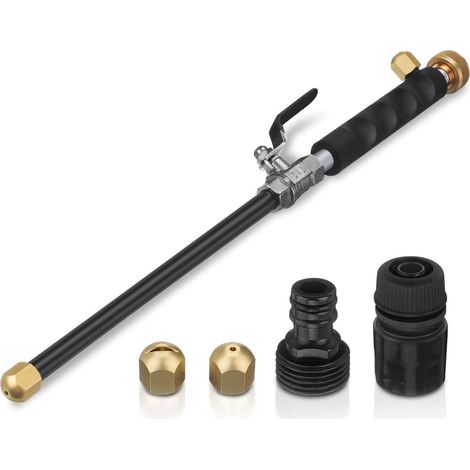 Pistola a spruzzo ad alta pressione per autolavaggio, lancia per idropulitrice con piastra terminale standard in ottone per tubo da giardino, 2 ugelli in ottone per finestrino auto